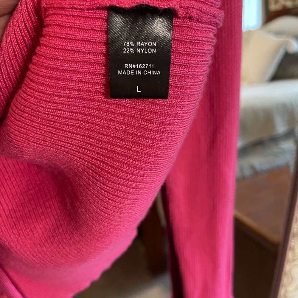 Pink Button-Up Women's Ribbed Sweater - Picture 5 of 7